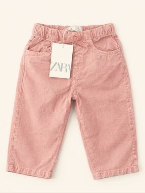 NWT ZARA Toddler Girls Pink Pants Size 3 (98 cm) Elastic Waist Soft Denim